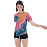 Art Abstract Pattern Asymmetrical Short Sleeve Sports T-Shirt