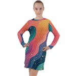 Art Abstract Pattern Long Sleeve Hoodie Dress