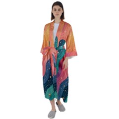 Maxi Satin Kimono 