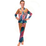 Art Abstract Pattern Kids  Satin Long Sleeve Pajamas Set