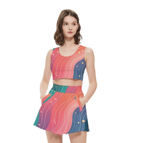 Art Abstract Pattern Women s Crop Top Pleated Skater Rave Skirt from ArtsNow.com