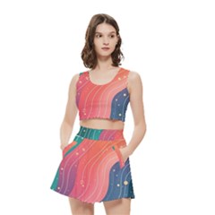 Art Abstract Pattern Women s Crop Top Pleated Skater Rave Skirt from ArtsNow.com