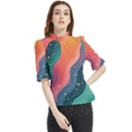 Art Abstract Pattern Frill Neck Blouse