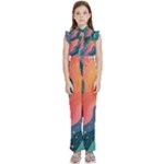 Art Abstract Pattern Kids  Sleeveless Ruffle Edge Band Collar Chiffon One Piece