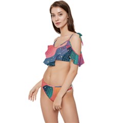 Ruffle Edge Tie Up Bikini Set	 