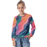 Art Abstract Pattern Kids  Long Sleeve T-Shirt with Frill 