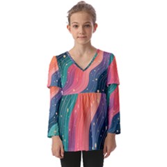 Kids  V Neck Casual Top 