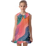 Art Abstract Pattern Kids  Pilgrim Collar Ruffle Hem Dress