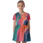 Art Abstract Pattern Kids  Short Sleeve Pinafore Style Dress