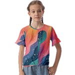 Art Abstract Pattern Kids  Cuff Sleeve Scrunch Bottom T-Shirt