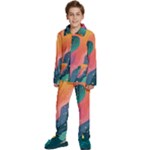 Art Abstract Pattern Kids  Long Sleeve Velvet Pajamas Set