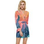 Art Abstract Pattern Long Sleeve Satin Robe