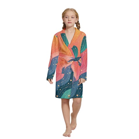 Art Abstract Pattern Kids  Long Sleeve Velvet Lounge Robe from ArtsNow.com