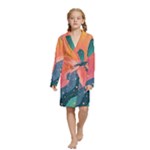 Art Abstract Pattern Kids  Long Sleeve Velvet Lounge Robe