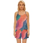 Art Abstract Pattern Satin Pajama Short Set