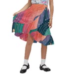 Art Abstract Pattern Kids  Ruffle Flared Wrap Midi Skirt