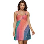 Art Abstract Pattern Ruffle Strap Babydoll Chiffon Dress