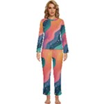 Art Abstract Pattern Womens  Long Sleeve Lightweight Pajamas Set