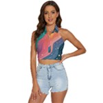 Art Abstract Pattern Backless Halter Cami Shirt