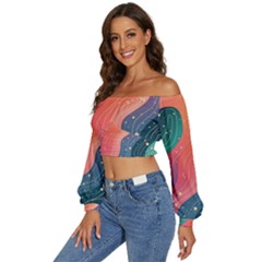 Long Sleeve Crinkled Weave Crop Top 