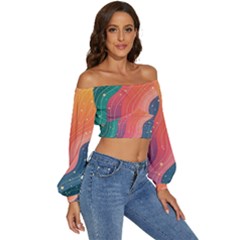 Long Sleeve Crinkled Weave Crop Top 