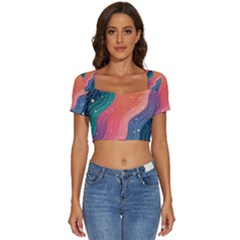 Short Sleeve Square Neckline Crop Top  