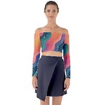 Art Abstract Pattern Long Sleeve Off Shoulder Crop Top