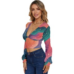 Long Sleeve Deep-V Velour Top 