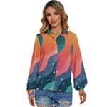 Art Abstract Pattern Women s Long Sleeve Button Up Shirt