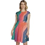 Art Abstract Pattern Cap Sleeve High Waist Dress