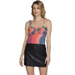 Art Abstract Pattern Flowy Camisole Tie Up Top