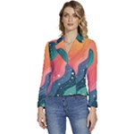 Art Abstract Pattern Women s Long Sleeve Revers Collar Cropped Jacket