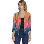 Art Abstract Pattern Women s Casual 3/4 Sleeve Spring Jacket