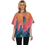 Art Abstract Pattern Women s Batwing Button Up Shirt