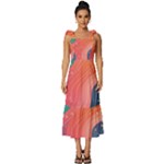 Art Abstract Pattern Tie-Strap Tiered Midi Chiffon Dress