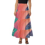 Art Abstract Pattern Tiered Ruffle Maxi Skirt