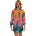 Art Abstract Pattern Womens Long Sleeve Shirt Dress