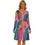 Art Abstract Pattern Long Sleeve Dress With Pocket