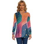 Art Abstract Pattern Long Sleeve Drawstring Hooded Top