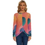 Art Abstract Pattern Long Sleeve Crew Neck Pullover Top