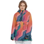 Art Abstract Pattern Women s Pullover Zip Ski and Snowboard Waterproof Breathable Jacket