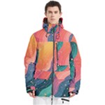 Art Abstract Pattern Men s Multi Pockets Zip Ski and Snowboard Waterproof Breathable Jacket