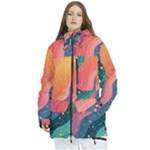 Art Abstract Pattern Women s Multi Pockets Zip Ski and Snowboard Waterproof Breathable Jacket