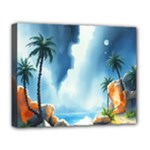 Delicate Watercolor Painting Surreal Oasis Scene With Intense Dramatic Lighting Deluxe Canvas 20  x 16  (Stretched)