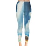 Delicate Watercolor Painting Surreal Oasis Scene With Intense Dramatic Lighting Everyday Leggings 