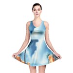 Delicate Watercolor Painting Surreal Oasis Scene With Intense Dramatic Lighting Reversible Skater Dress