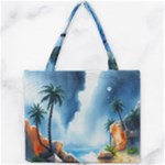 Delicate Watercolor Painting Surreal Oasis Scene With Intense Dramatic Lighting Mini Tote Bag