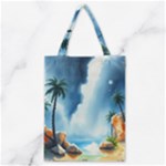 Delicate Watercolor Painting Surreal Oasis Scene With Intense Dramatic Lighting Classic Tote Bag