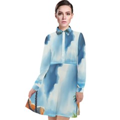 Long Sleeve Chiffon Shirt Dress 