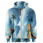 Delicate Watercolor Painting Surreal Oasis Scene With Intense Dramatic Lighting Men s Zipper Hoodie